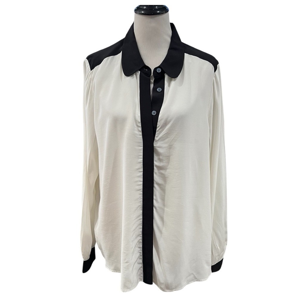 BODEN Women’s Colorblock Black White Button Down Shirt 16-18